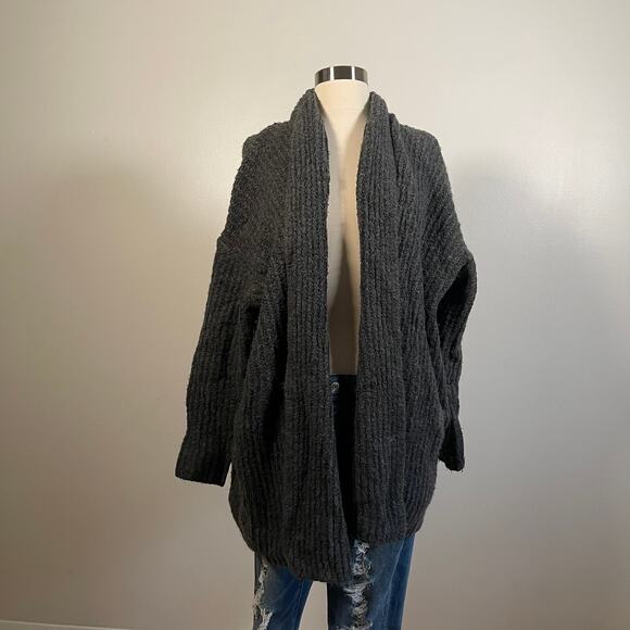 J. Crew • Oversized Ribbed Shawl Cardigan Carbon - Picture 1 of 4